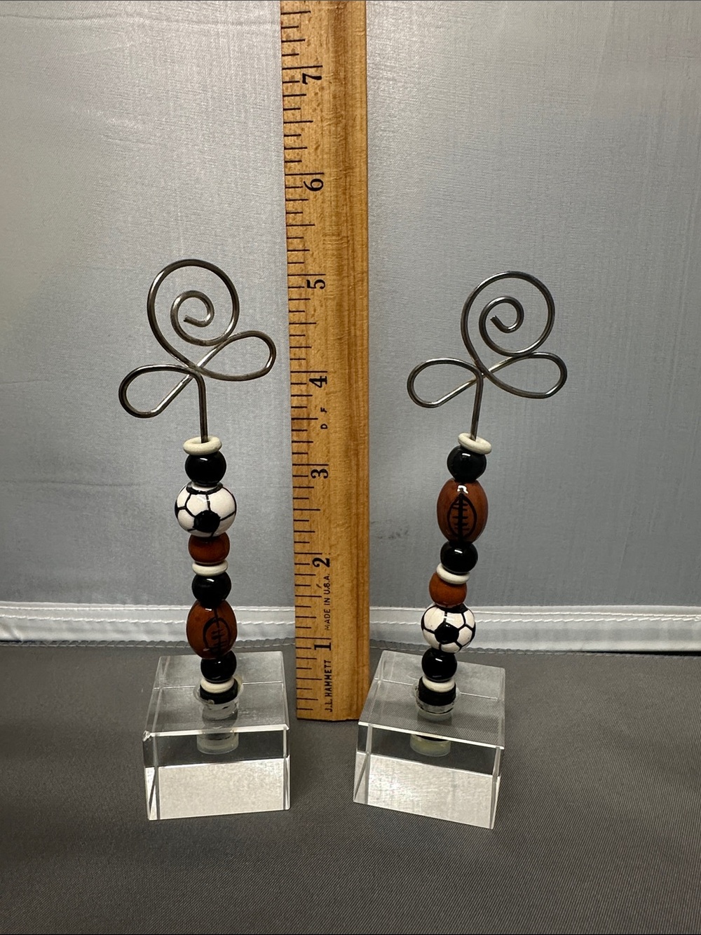 Sports Beaded Photo/Note Holder with Soccer & Football Beads